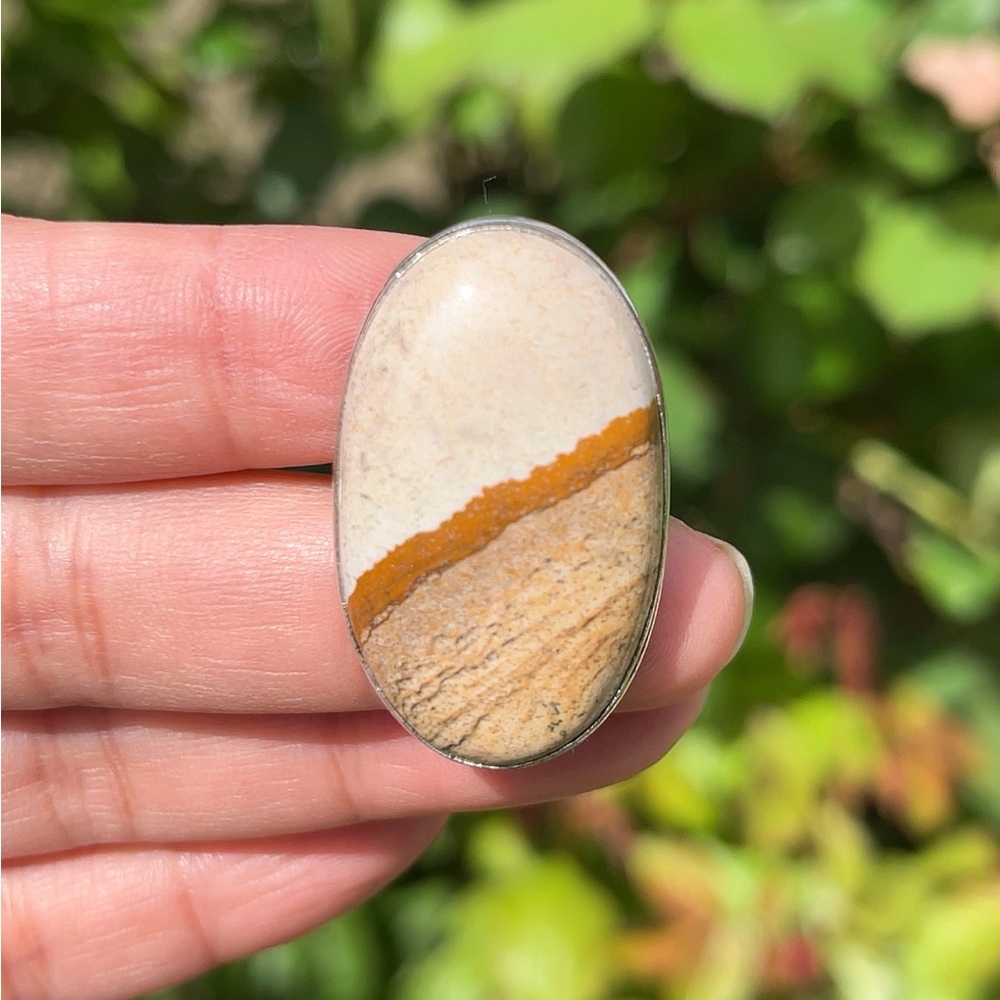 Size‎ 8.5 925 silver plated picture jasper ring - Picture 2 of 7